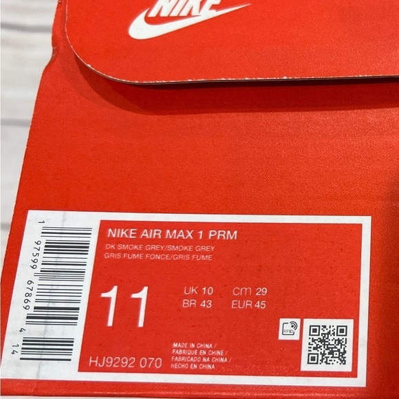 Nike Airmax 1 Premium Dark Smoke Grey Size 11 NIB DS Retail $160 - Picture 5 of 5